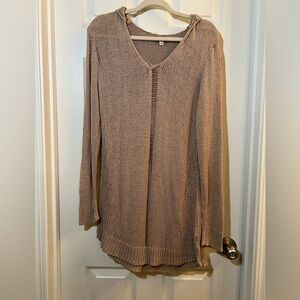 🦋Sonoma Women's V-Neck hooded summer Sweater - Beige size large